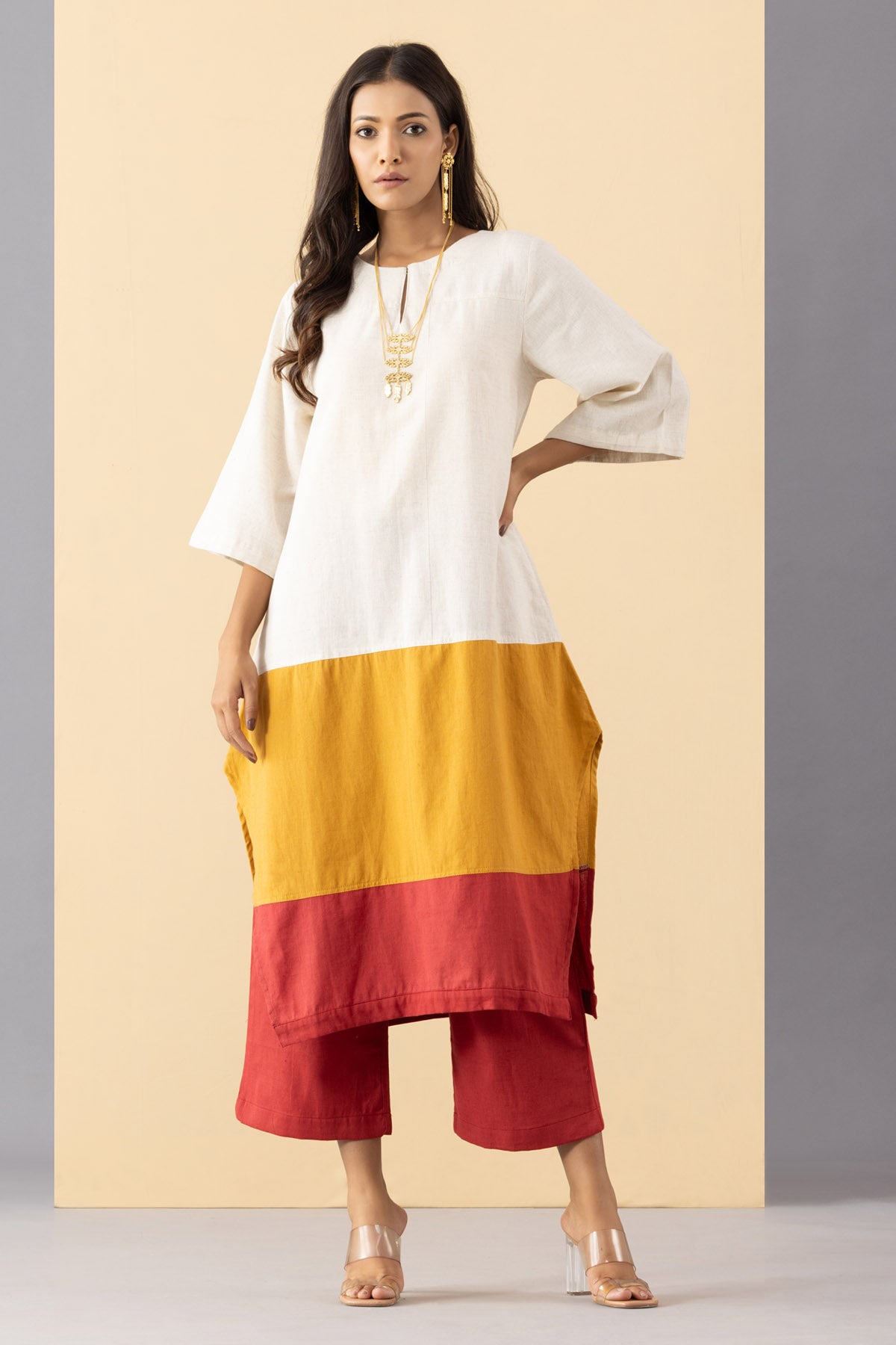 Buy Markkah Studio A-Line 3 Tone Tunic & Red Pants for Women Online at ScrollnShops